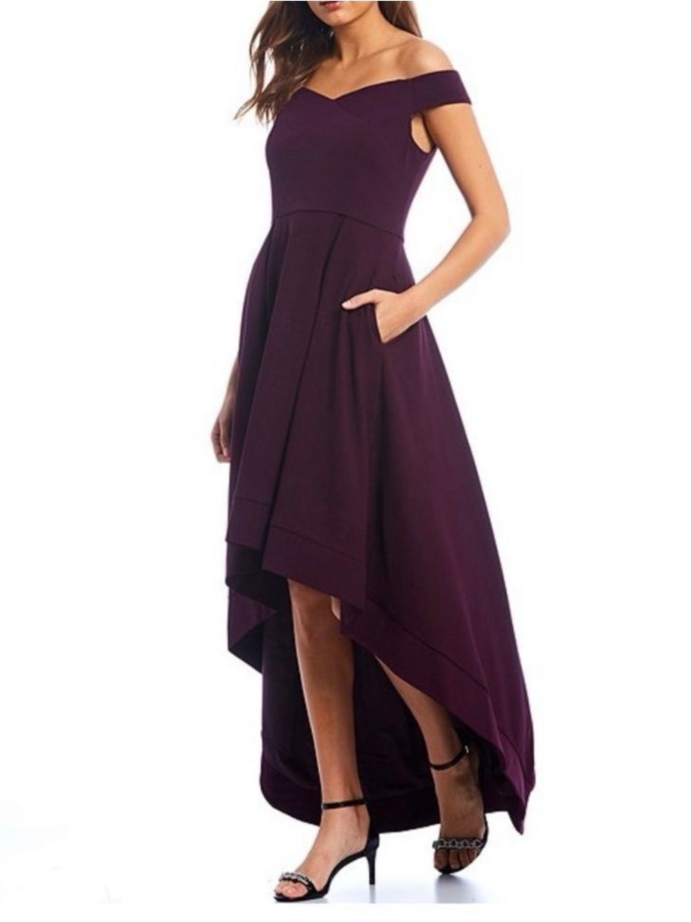 NWT Calvin Klein Off-the-Shoulder Hi-Low Dress size 10